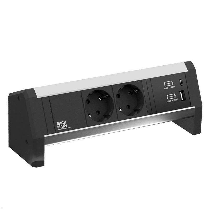 PISTORASIAPANEELI DESK 1 2 X PR  USB A C CM