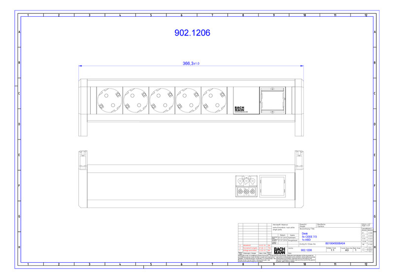 bachmann Uttagspanel desk 1 desk 1, 5 x s-o  1 x cm