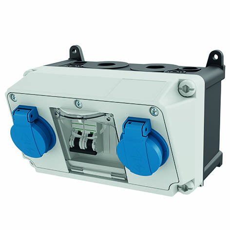 AMAXX-uttakssentral, IP44 2 schuko med vern