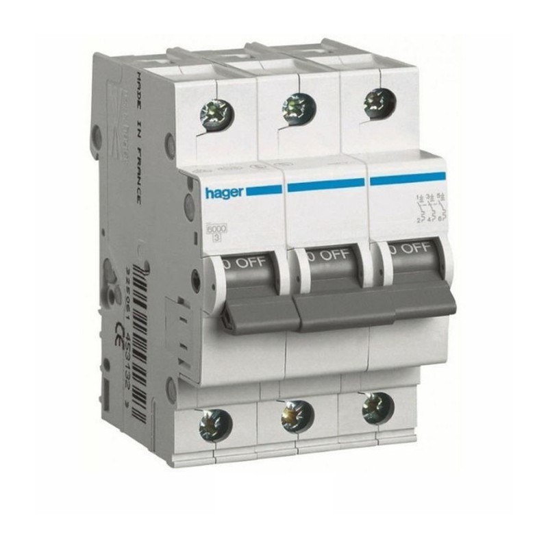hager Automatinis jungiklis mb316a 3p b16a 230v 6ka