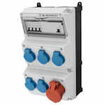 AMAXX-uttakssentral, IP44 5 schuko, 1 CEE med vern