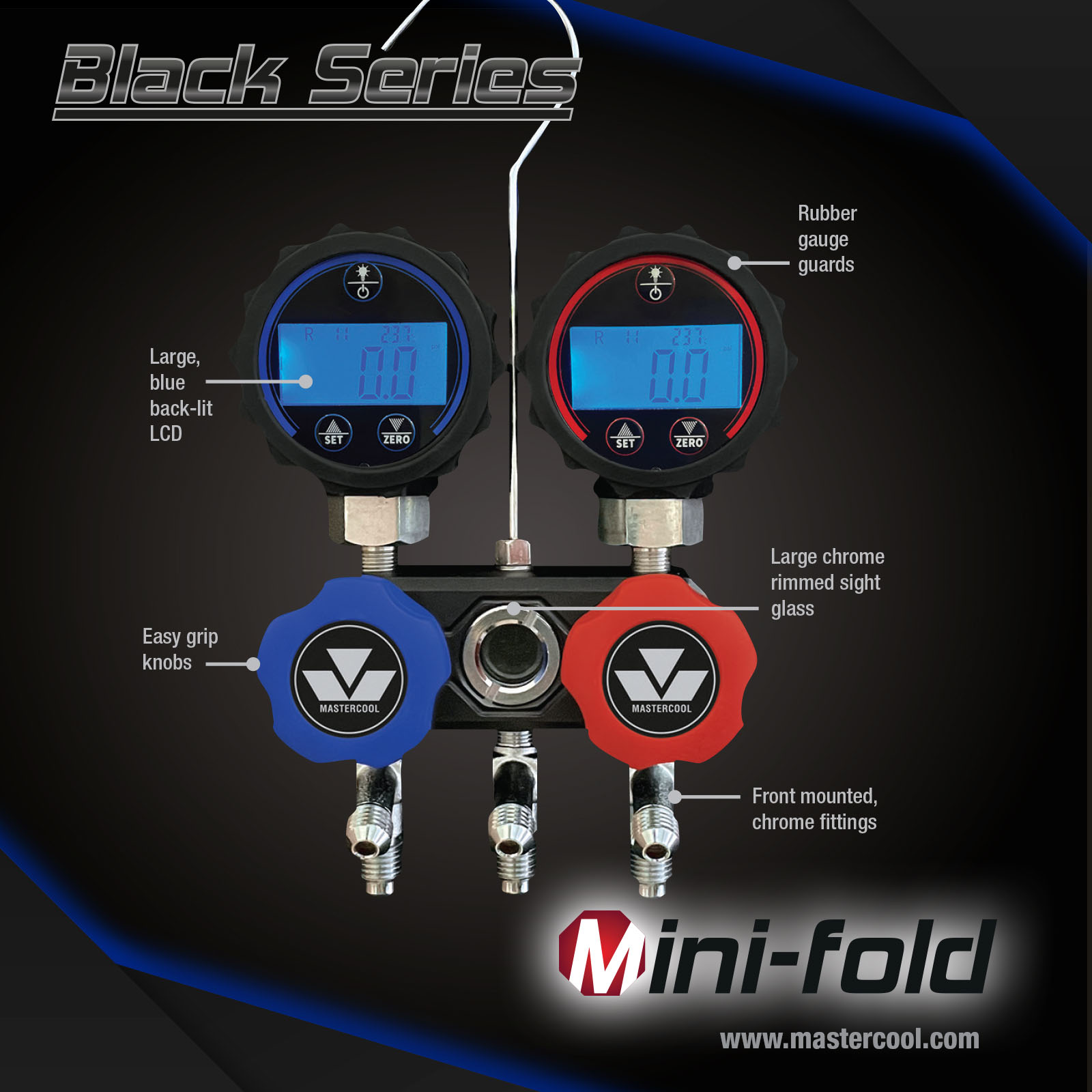 mastercool Service manifold mastercool 2-way digital black series
