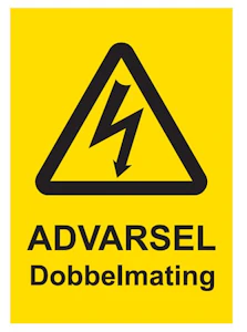 melbye Skilt advarsel dobbelmating silketrykket folie, 74x52 mm