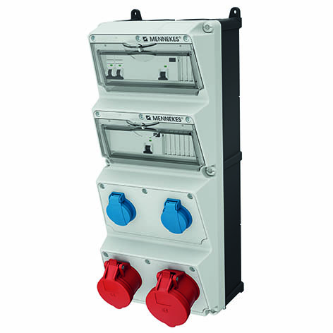 AMAXX-uttakssentral, IP44 2 schuko, 2 CEE med vern