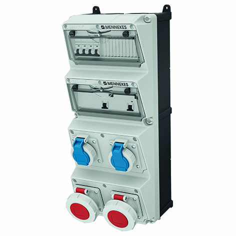 AMAXX-uttakssentral, IP67 2 schuko, 2 CEE med vern