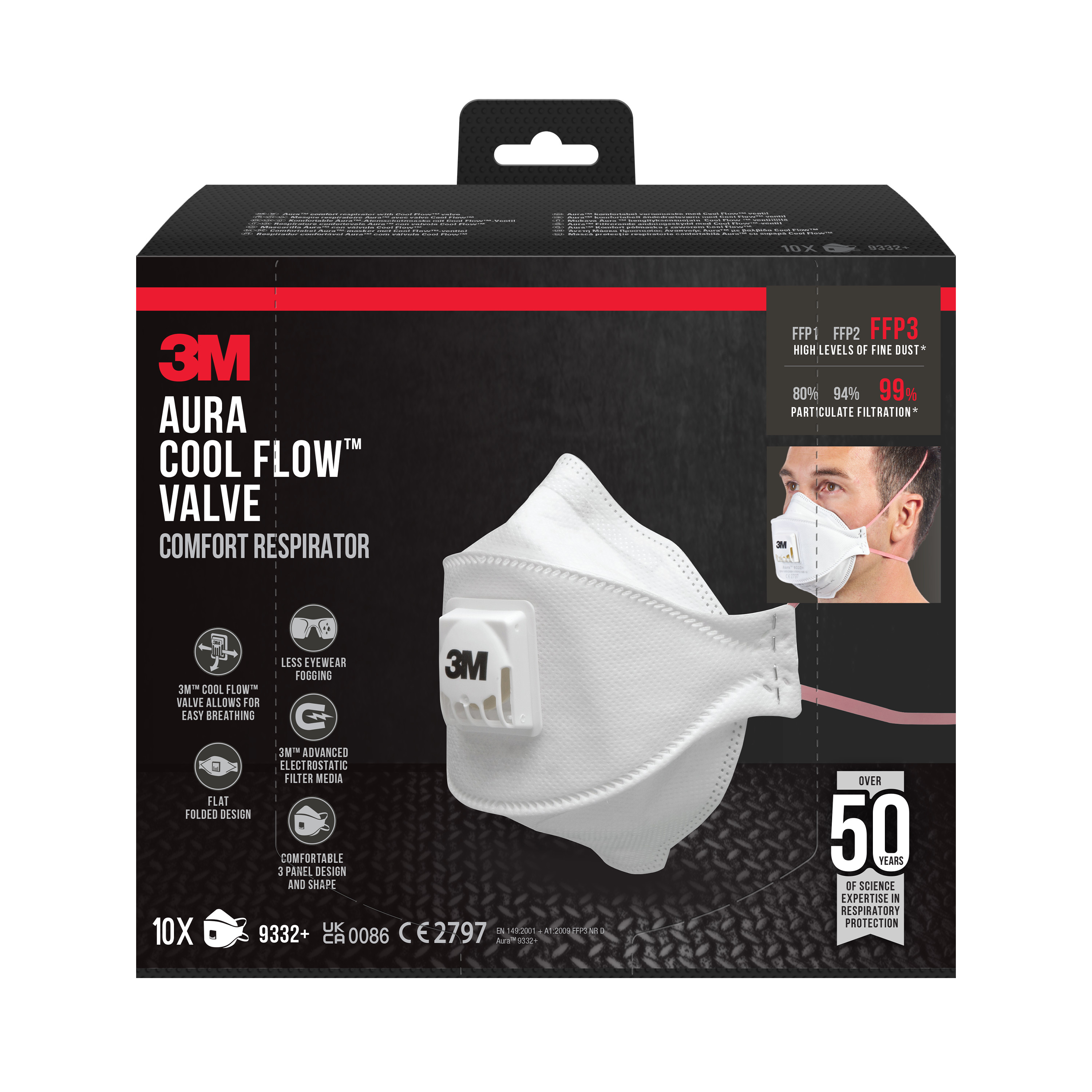 3m 3m auraandningsskydd,ffp3,10förp