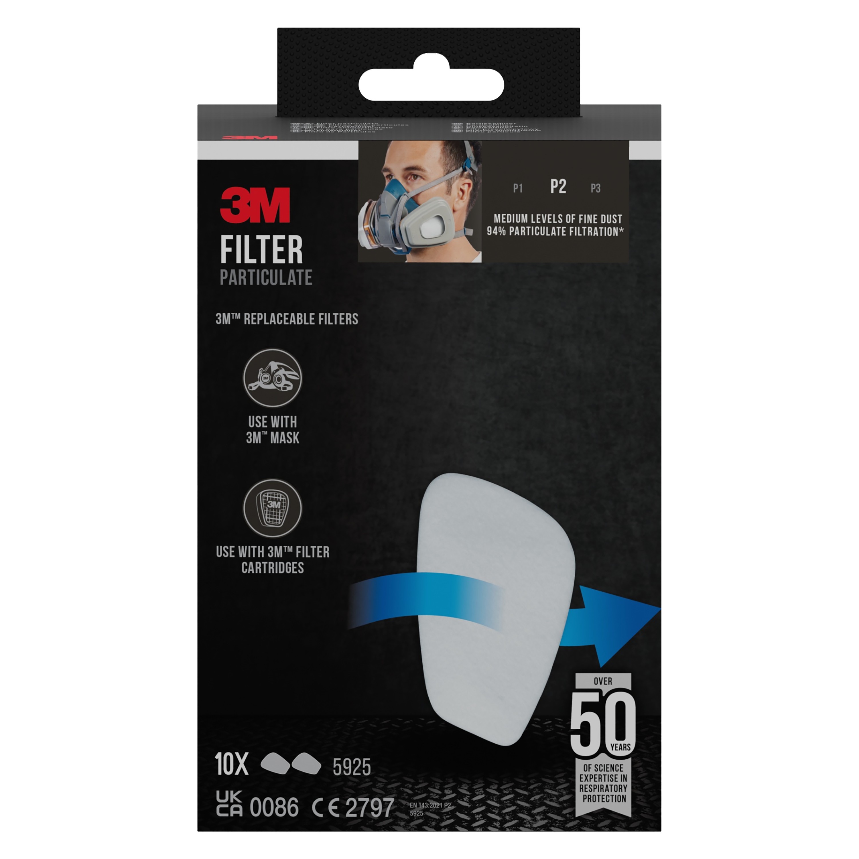 3m 3m partikelfilter 5925, p2 ,10 st