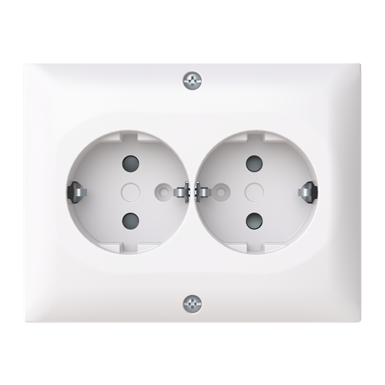 SOCKET OUTLET SAGA SCHUKO, 2-G, CORNER IP21 WHITE