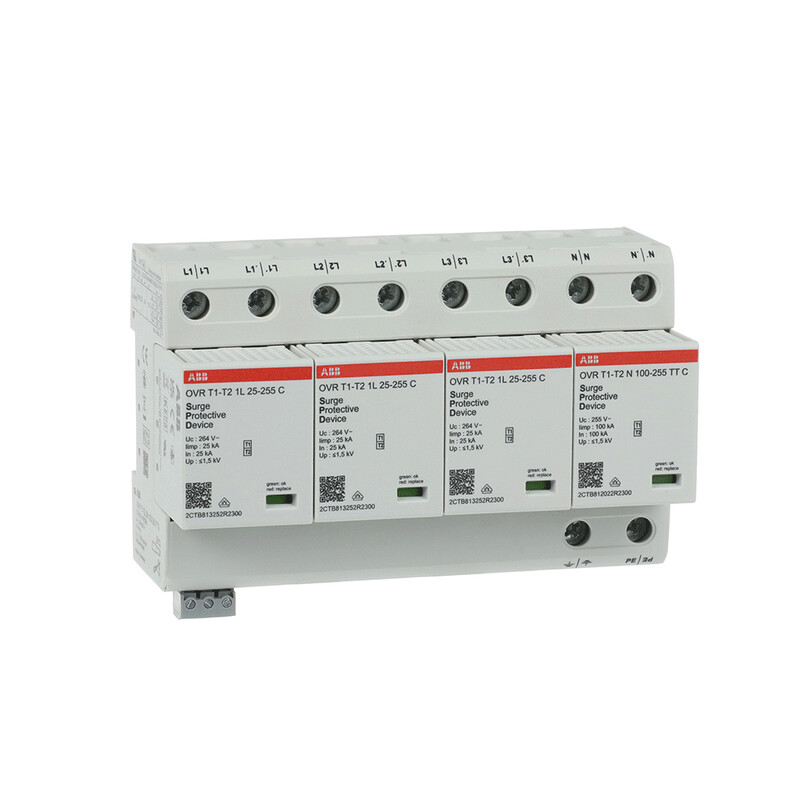 abb smart buildings Överspänningsskydd fastighet ovr t1-t2 3p+n p ts qs
