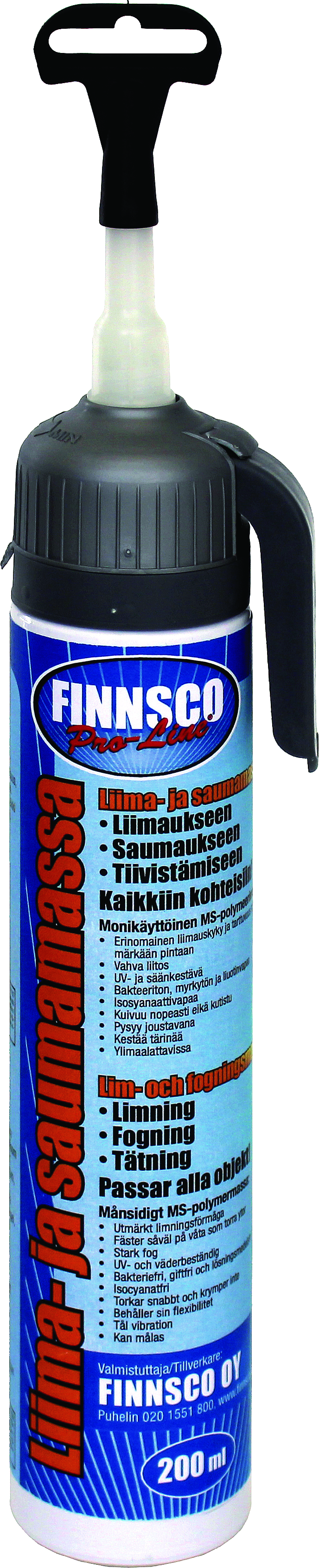 LIIMA- JA SAUMAMASSA FINNSCO 200 ML KIRKAS PAINEPAKKAUS