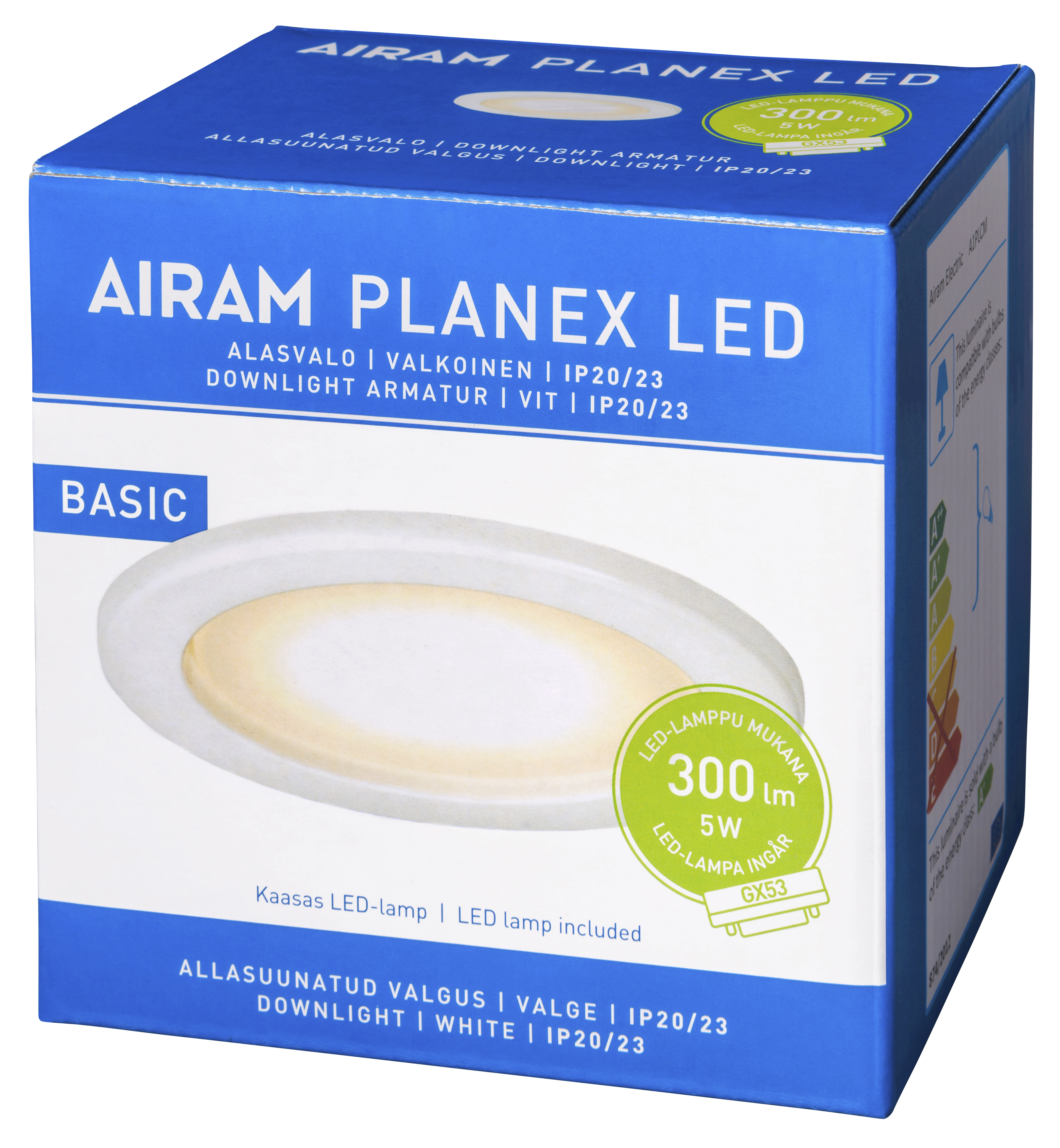 airam Alasvalo planex ip23 gx53 led 5w/830 wh