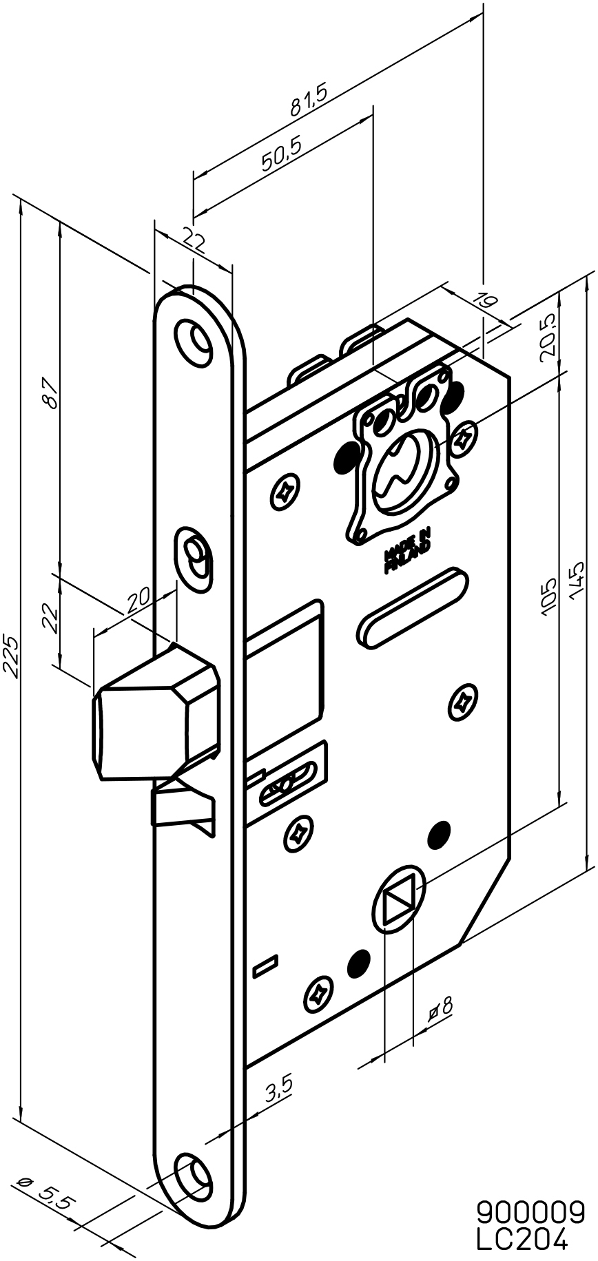 abloy Lukkorunko abloy lc204/4690 oikea cr