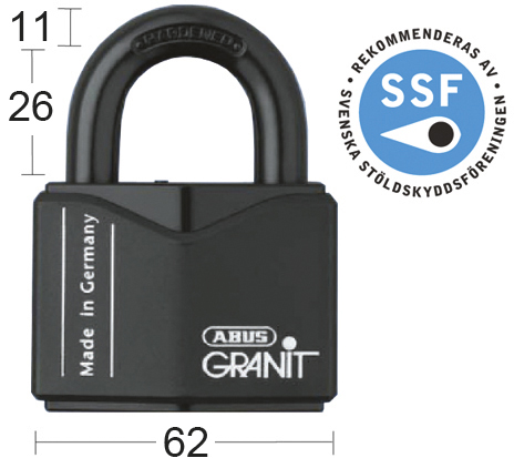 abus Hänglås abus granit 37/55 klass 3