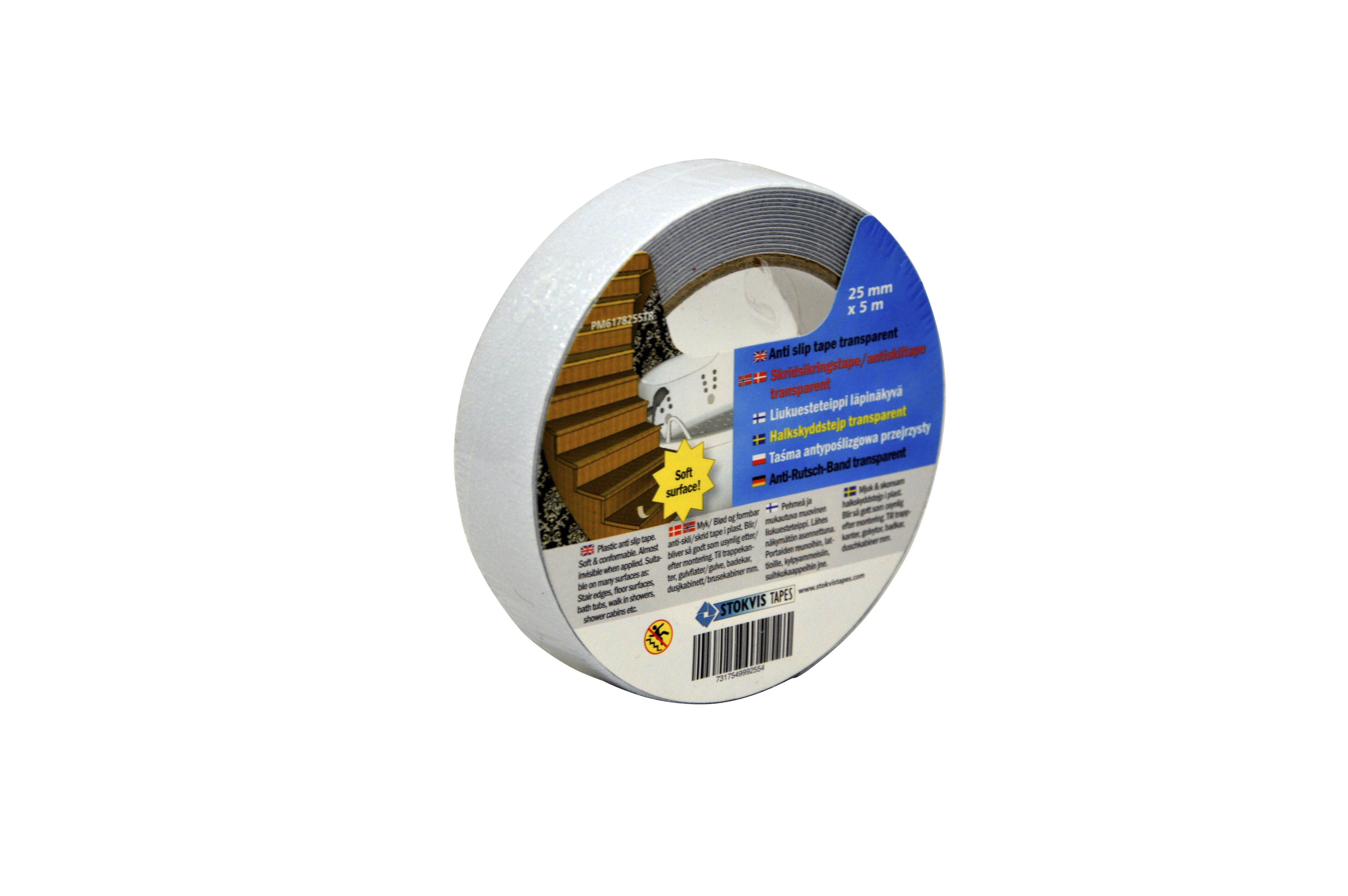 stokvis tapes Halkskyddstejp 25mm x 5m transparent/mjuk