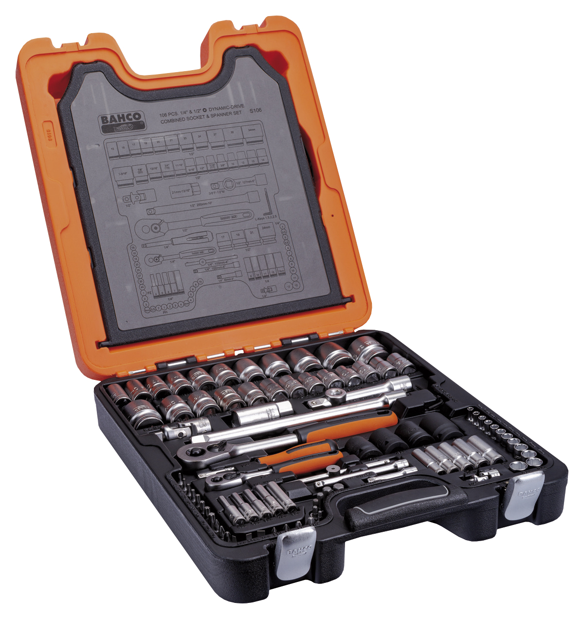 bahco Socket set bahco s106, 106 pce 1/4 ja 1/2