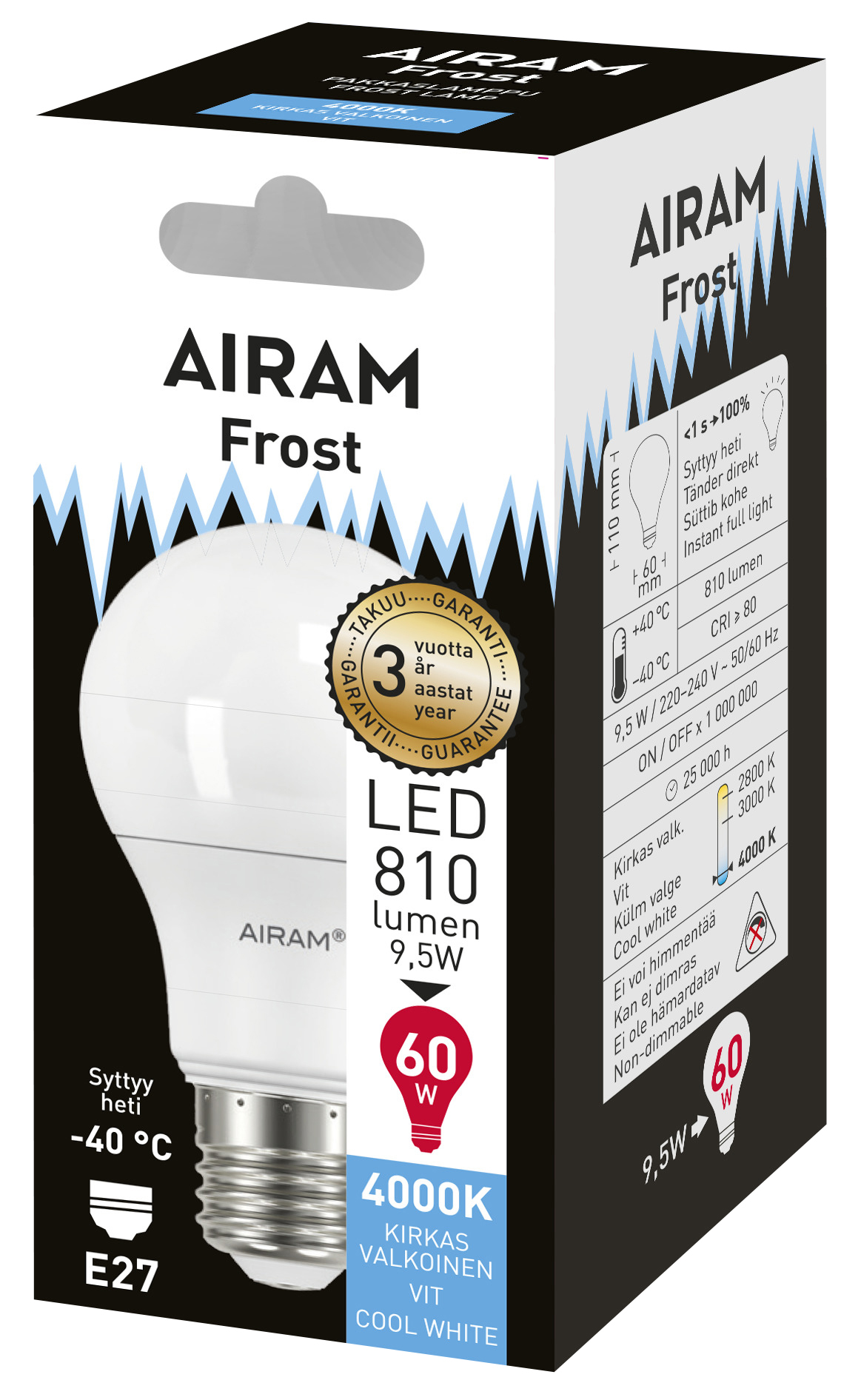 airam Vakiolamppu led special a60 828 806lm e27 pakkas op