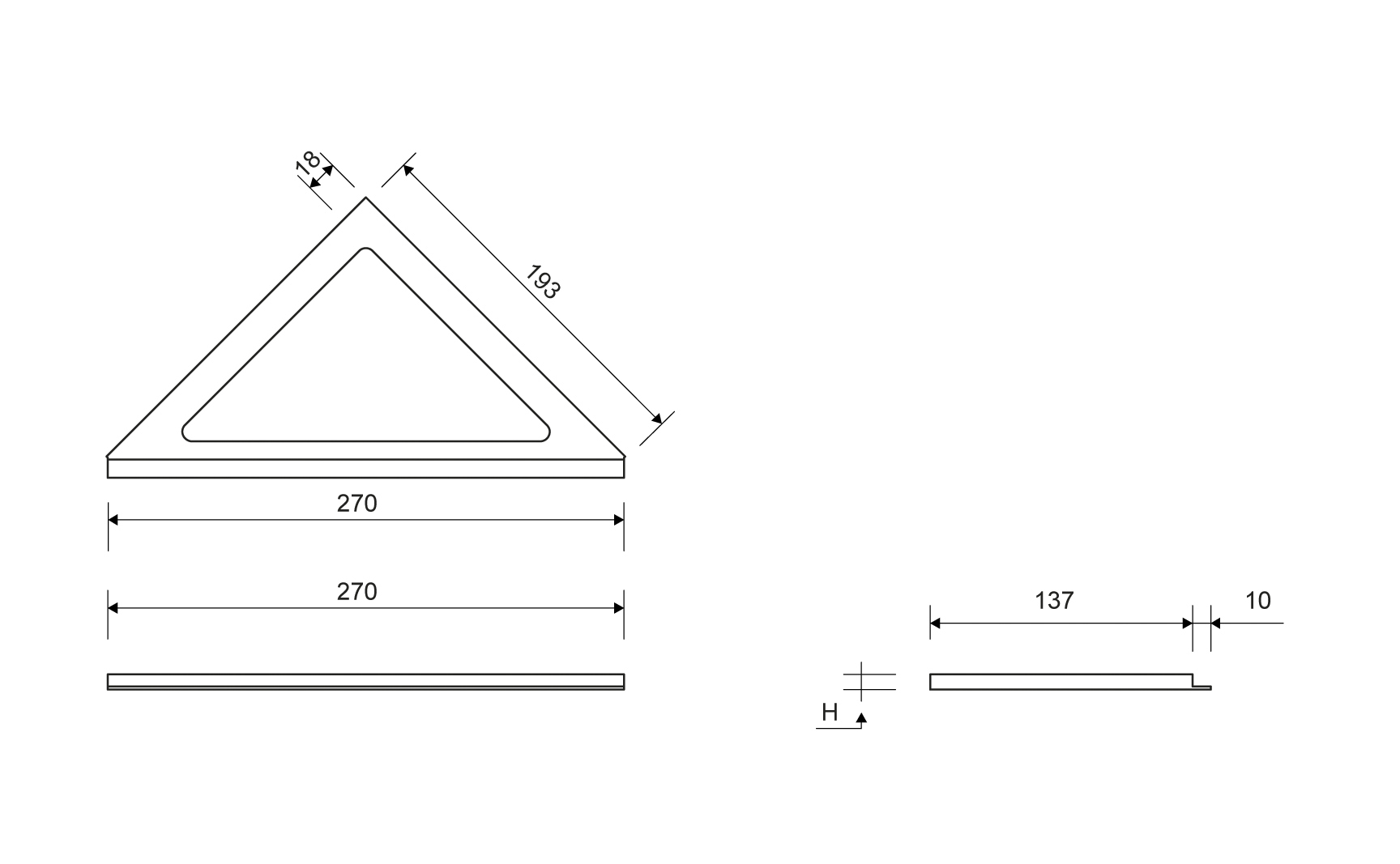unidrain Kehys kulma unidrain 2501 200/10mm harjattu