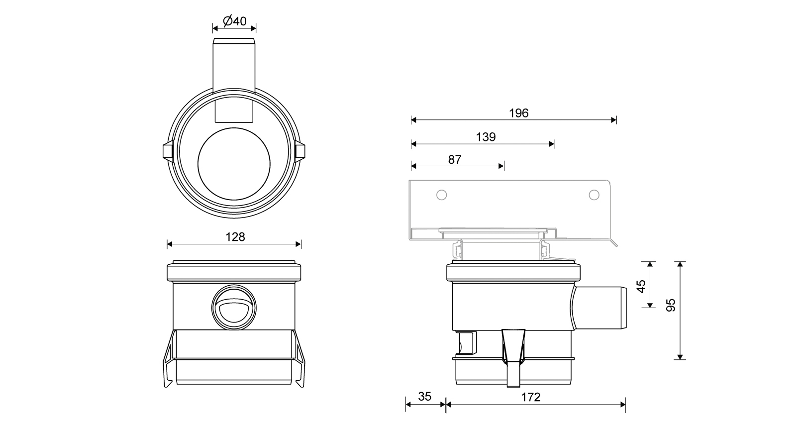 unidrain Korotuskappale unidrain 2830 kulma