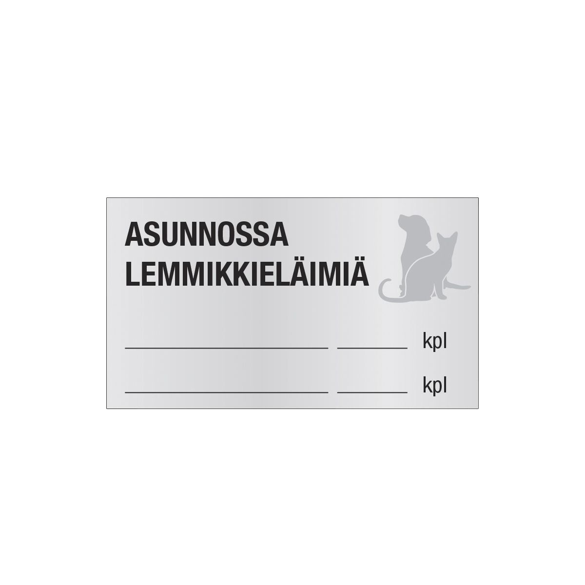 TARRA ASUNNOSSA LEMMIKKIELÄIMI 70X40MM METALLIHOHTOTARRA