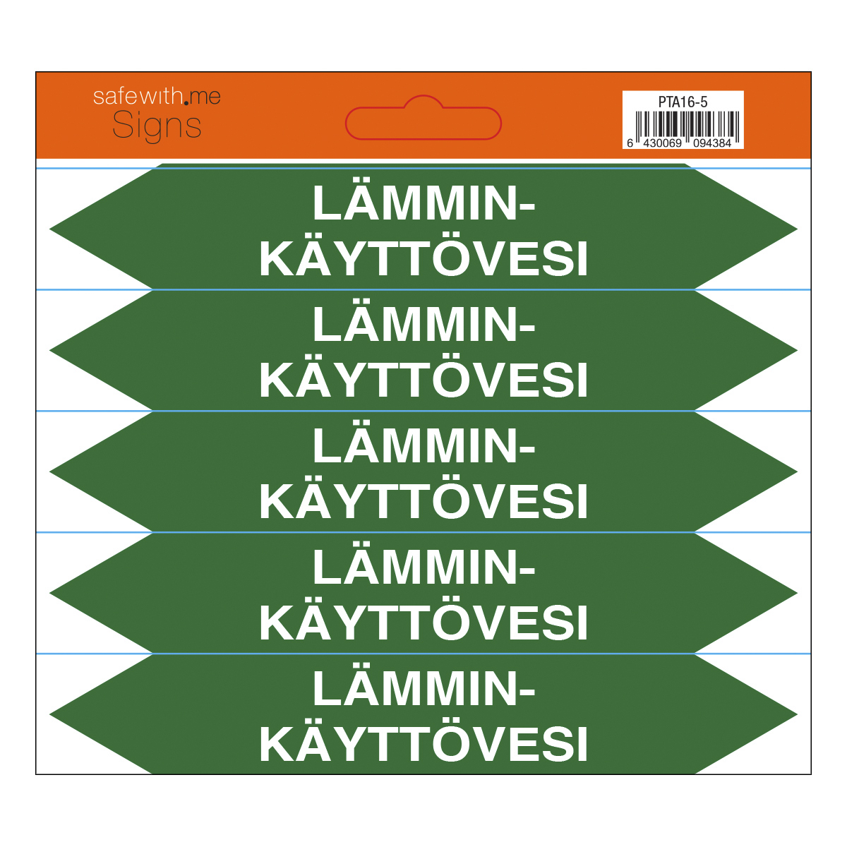 turvakauppa Pipe marking lämminkäyttövesi sheet with 5 stickers