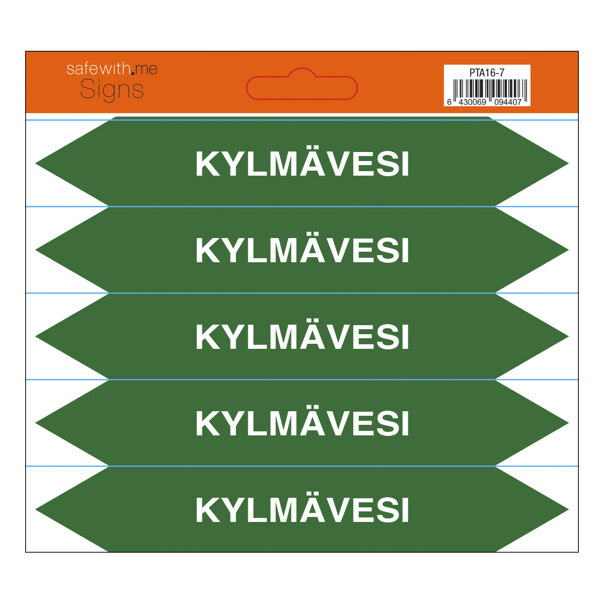 turvakauppa Pipe marking kylmävesi sheet with 5 stickers