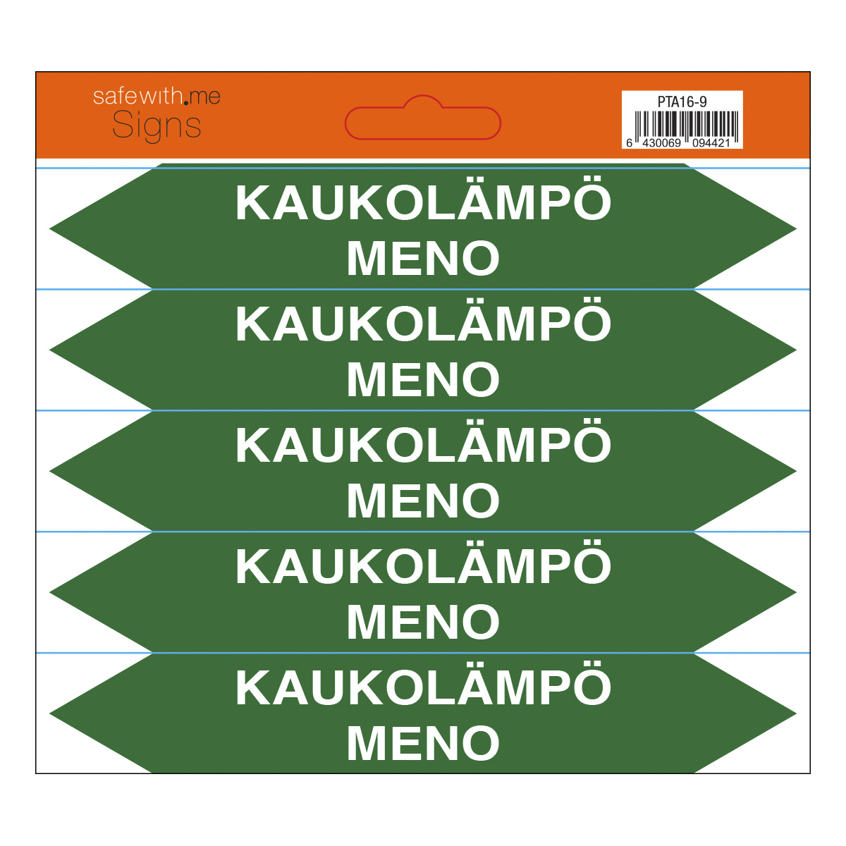 turvakauppa Pipe marking kaukolämpö meno sheet with 5 stickers