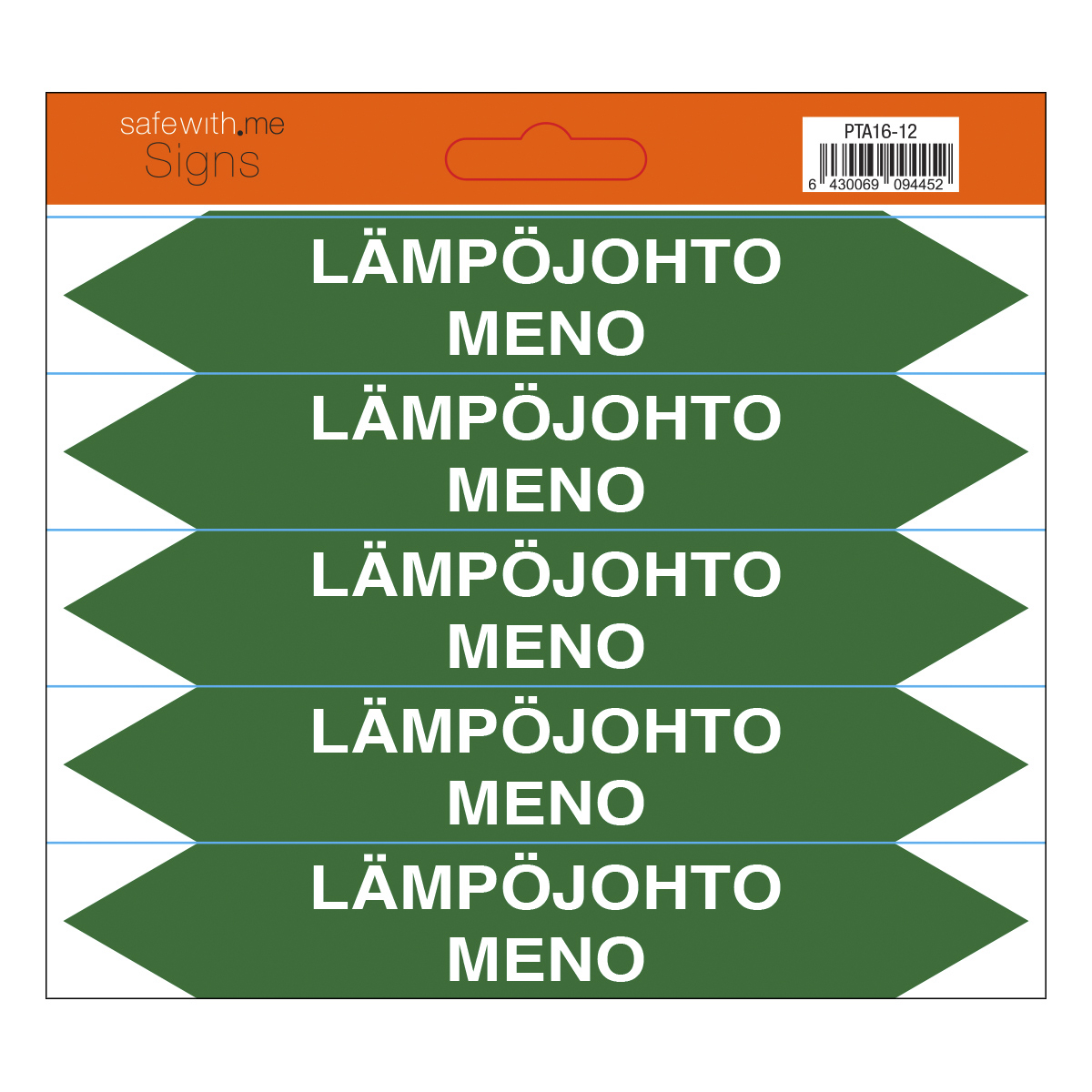 turvakauppa Pipe marking lämpöjohto meno sheet with 5 stickers