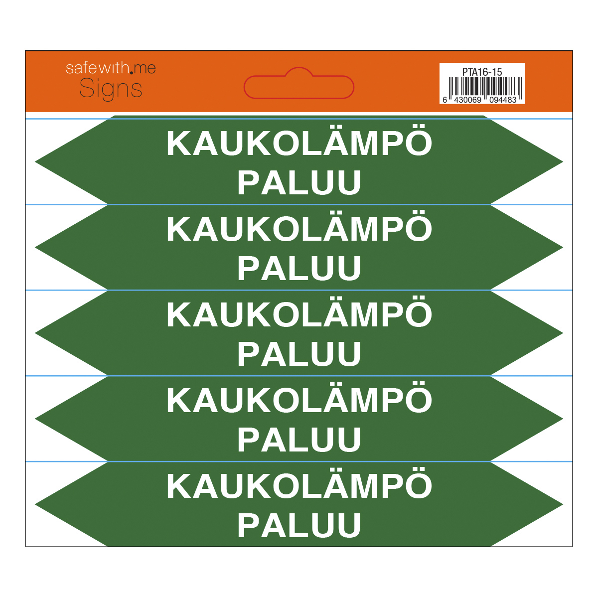 turvakauppa Pipe marking kaukolämpö paluu sheet with 5 stickers