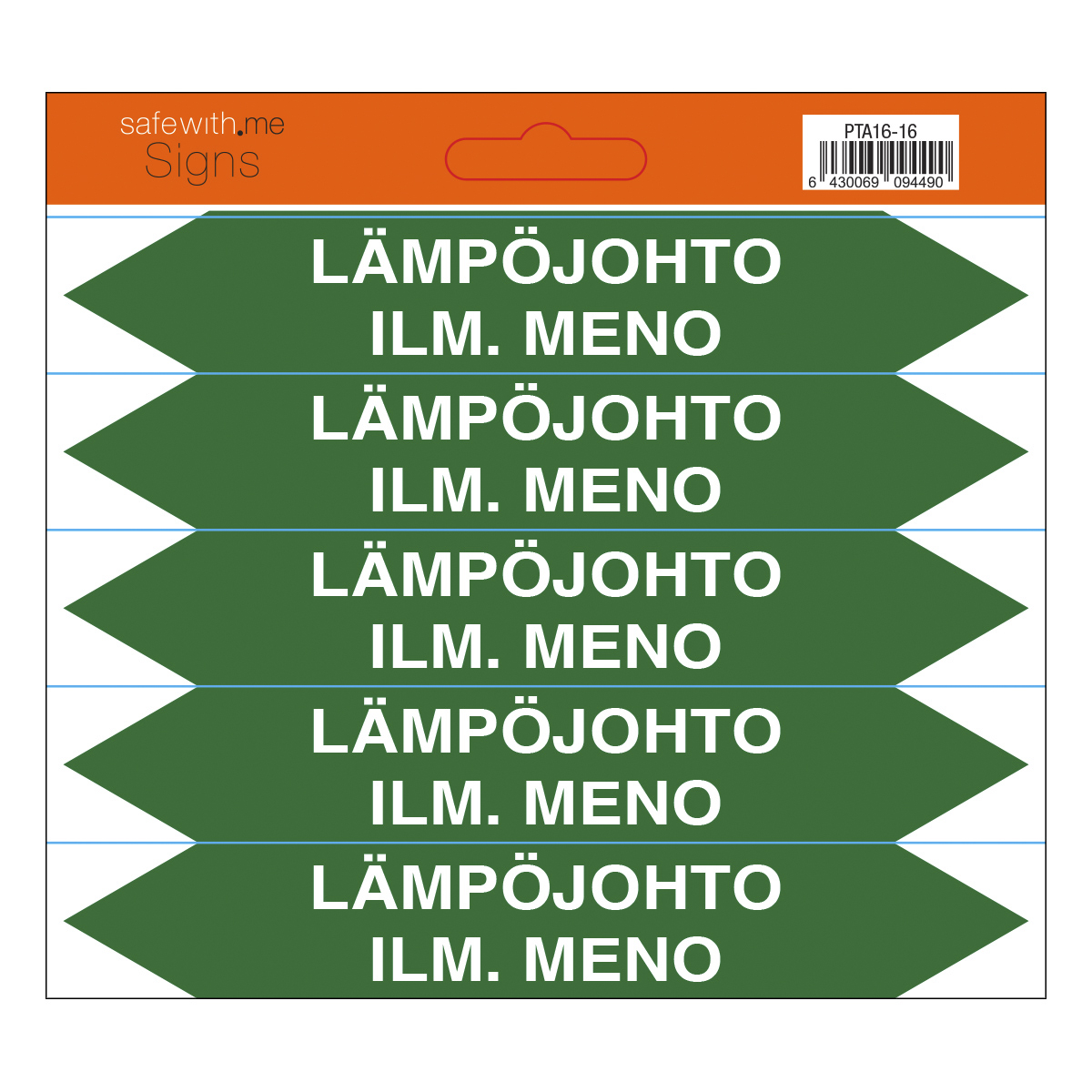 turvakauppa Pipe marking lämpöjo ilm. meno sheet with 5 stickers
