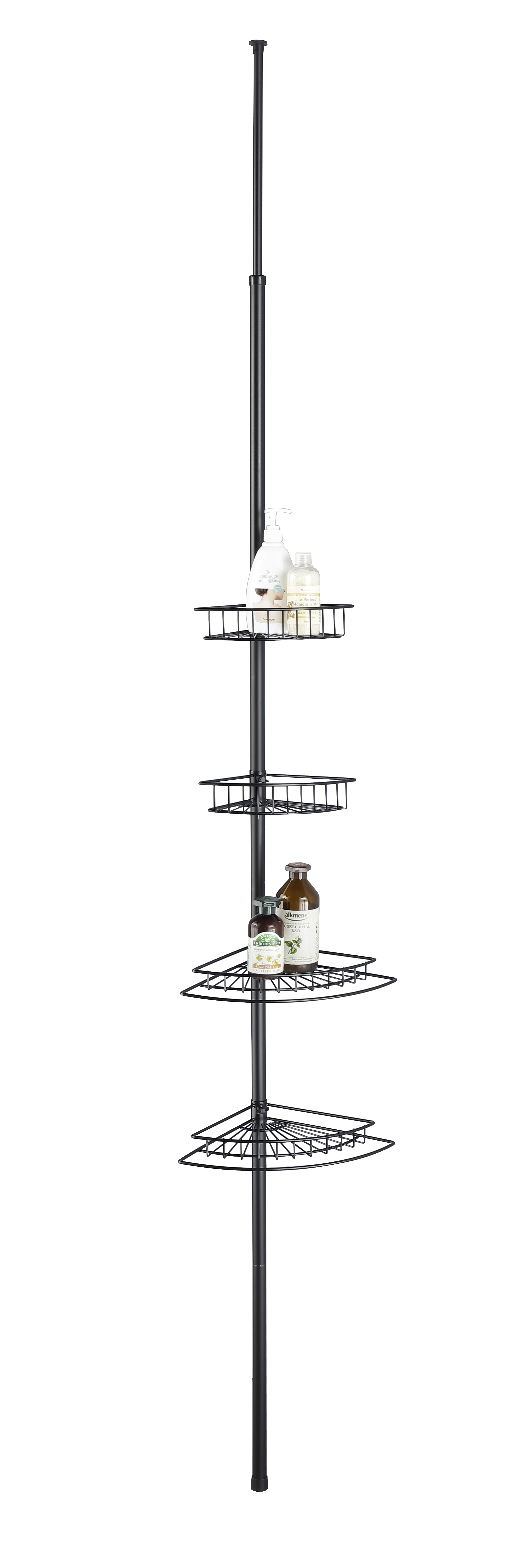 TELESCOPIC CORNER SHELF 38X230-260X28CM BLACK