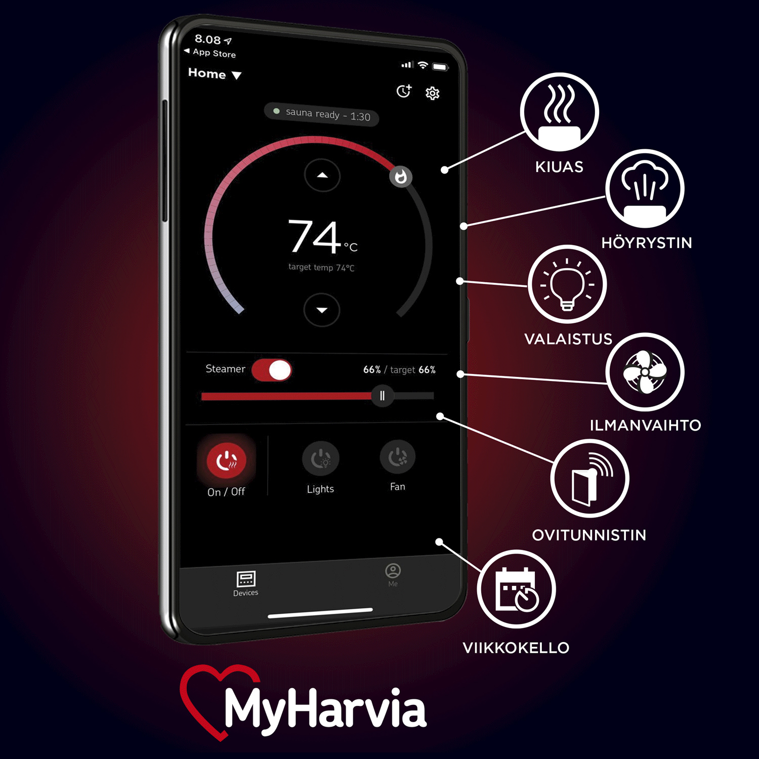 harvia Control panel xenio wifi myharvia black