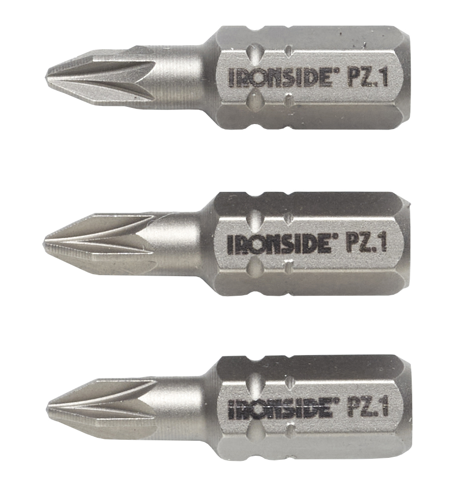 SCREW BIT IRONSIDE PZ1 1/4" 25MM 3 PCS