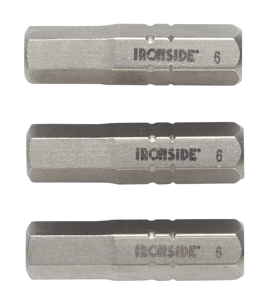 SCREW BIT IRONSIDE HEX6 1/4" 25MM 3 PCS