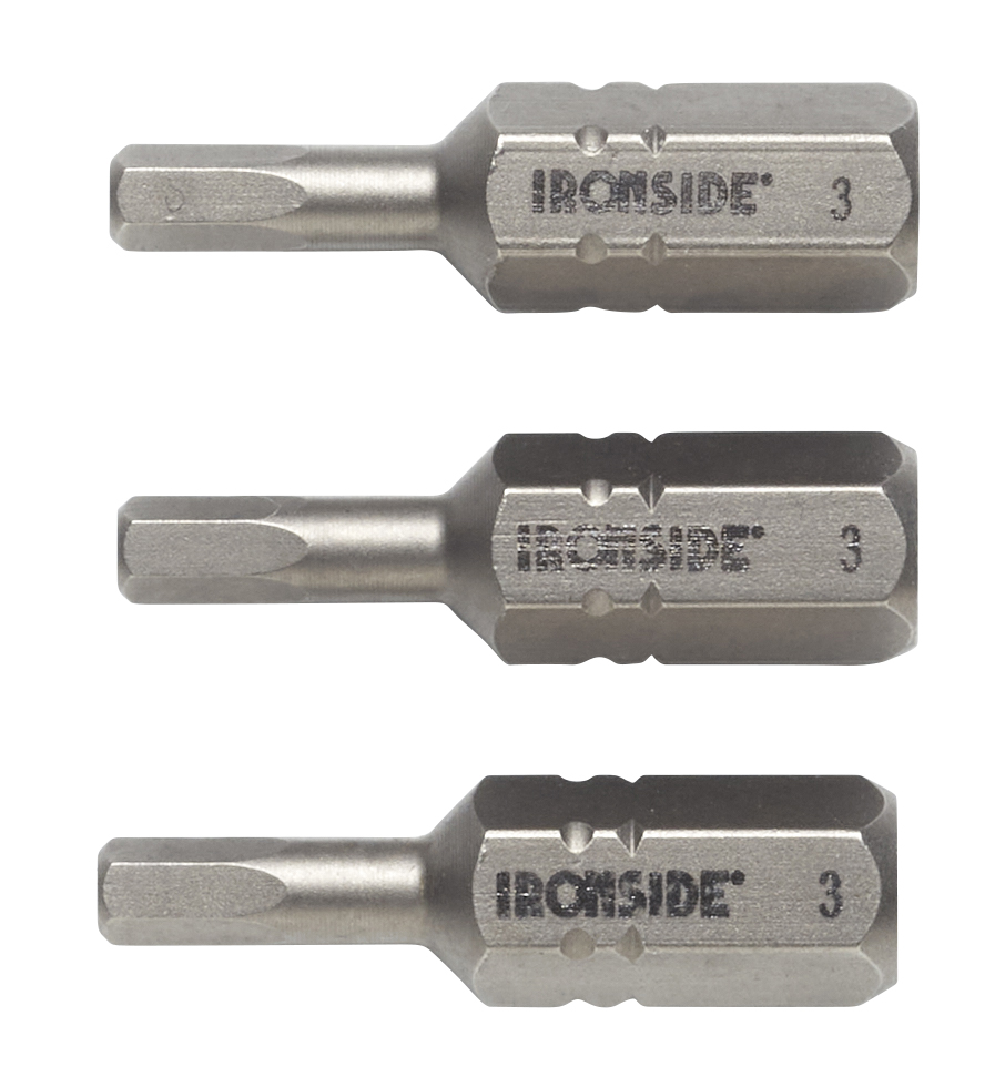 SCREW BIT IRONSIDE HEX3 1/4" 25MM 3 PCS