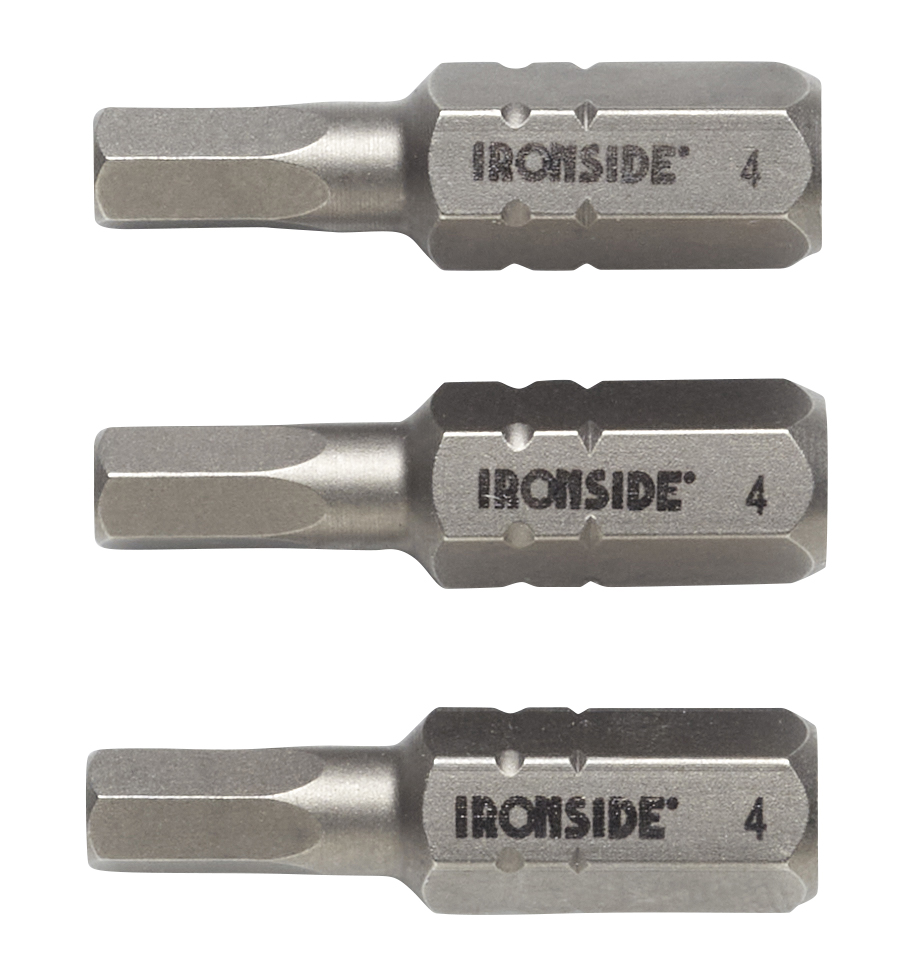 SCREW BIT IRONSIDE HEX4 1/4" 25MM 3 PCS