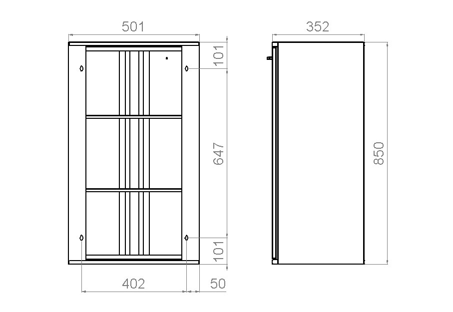 polaria Shelf cabinet polaria hyk 500 up right