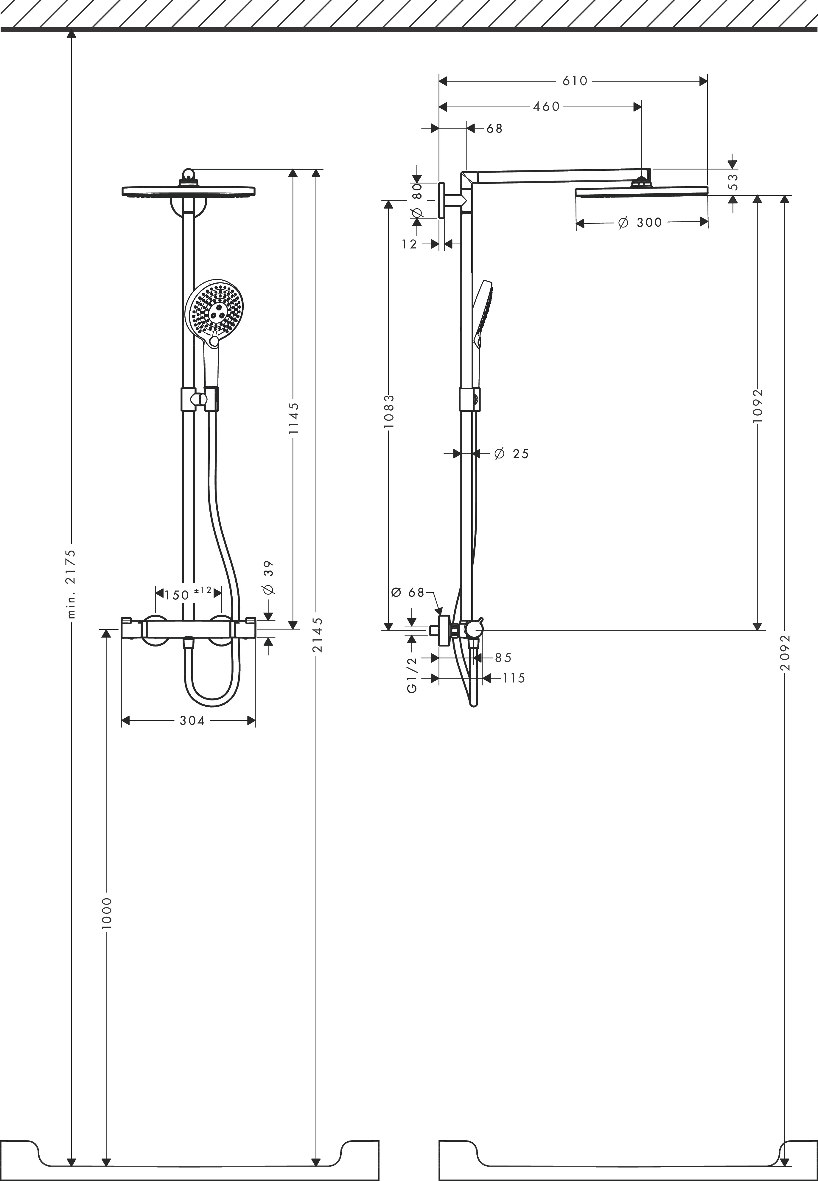 hansgrohe Showersystem hansgrohe 27858000 raindance s300 air