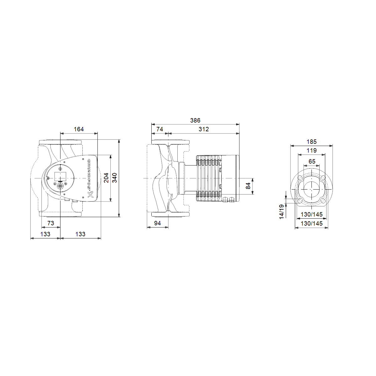 grundfos Cirkulator grundfos magna3 65-150 f 340 1x230v