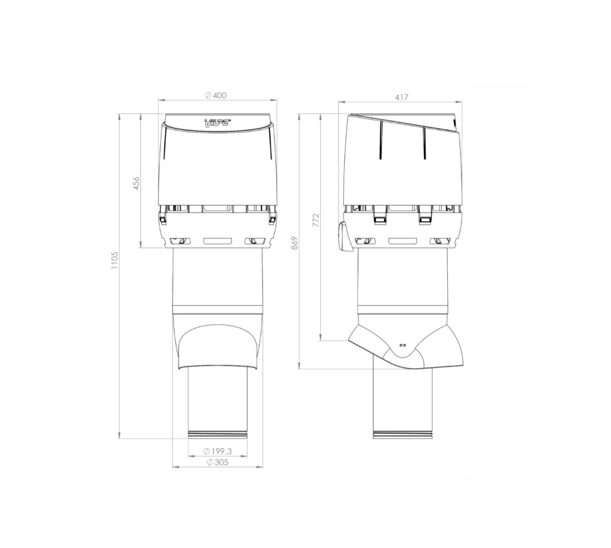 vilpe Exhaust ventilation vilpe flow xl200p/is/700 lightgray