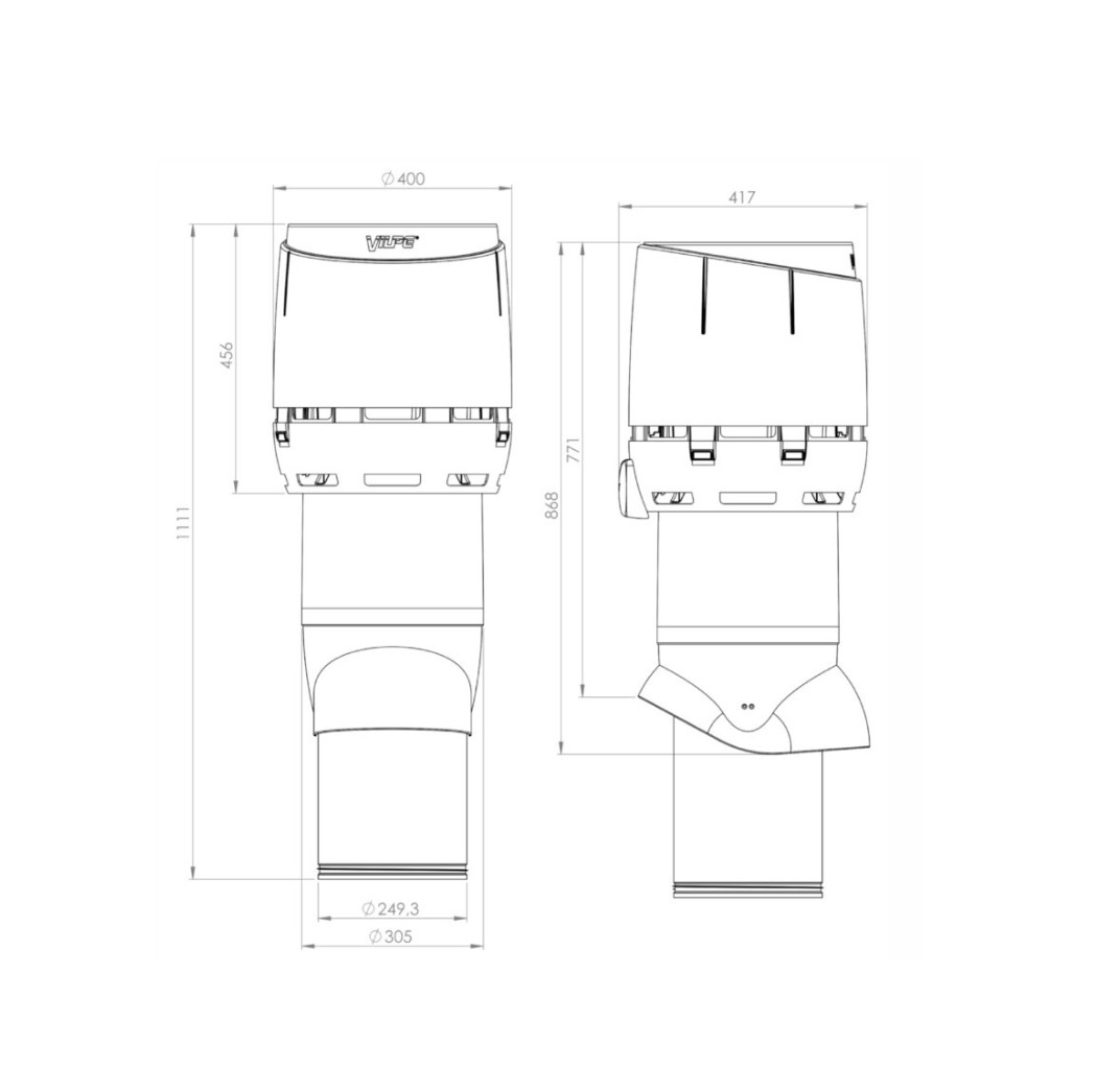 vilpe Exhaust ventilation vilpe flow xl250p/is/700 lightgray