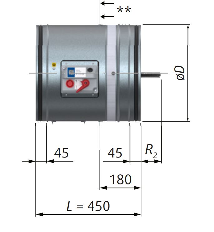 lindab Fire damper lindab fdr3g-500-ei60/90/120 s