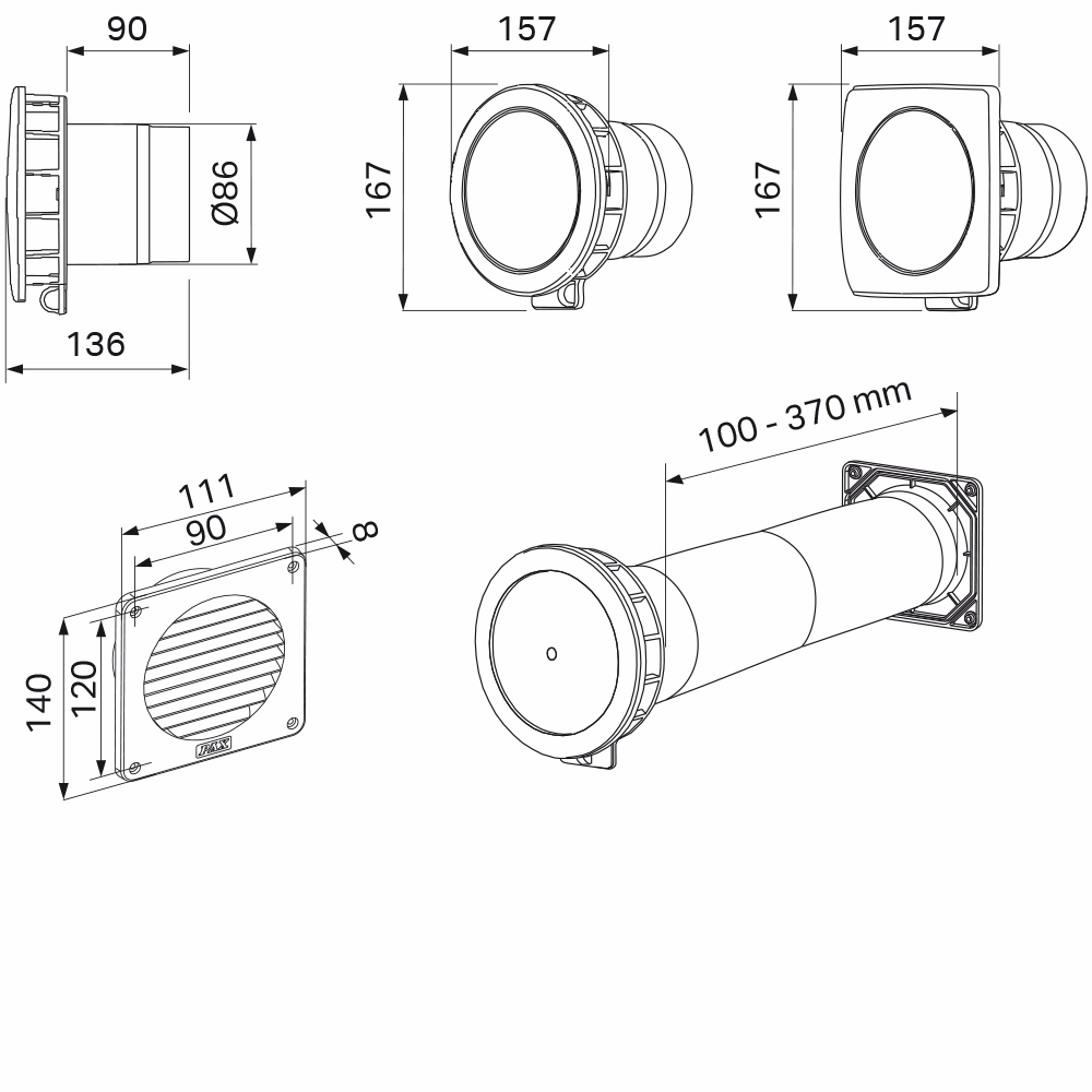 pax Supply air vent pax fmp80 manual, rectangular
