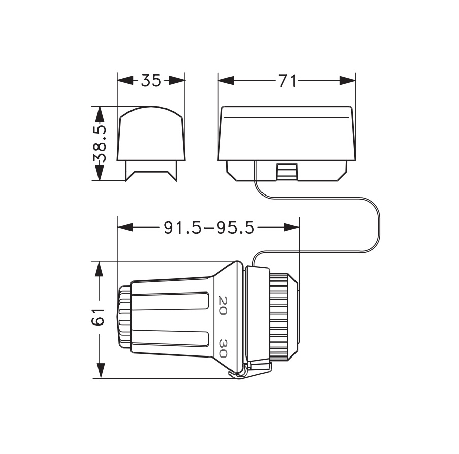 danfoss Radiatortermostat danfoss ftc 15-50c 13g5081 2m rör