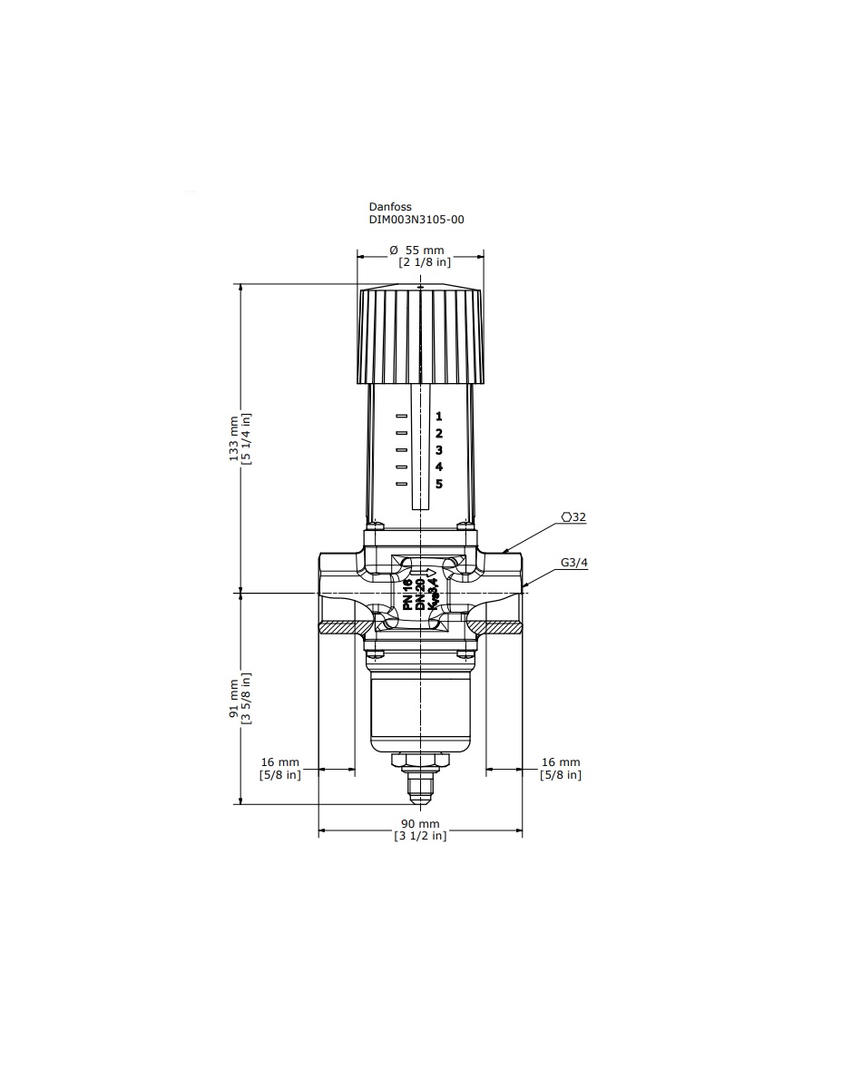 danfoss Vattenventil wvfx-20 g3/4 4-23bar 003n3105