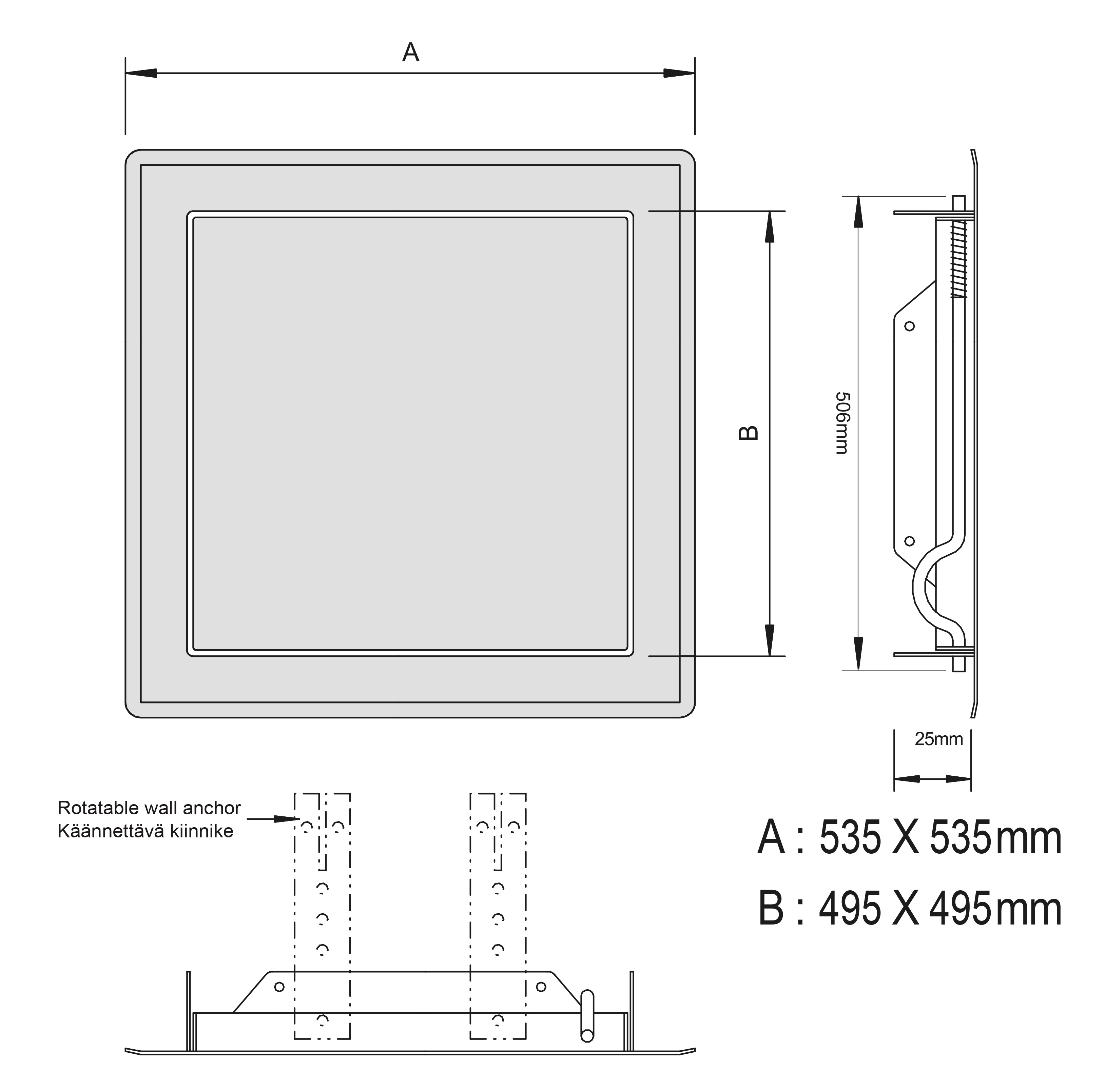 prof Inspektionslucka prof 500x500mm push-
