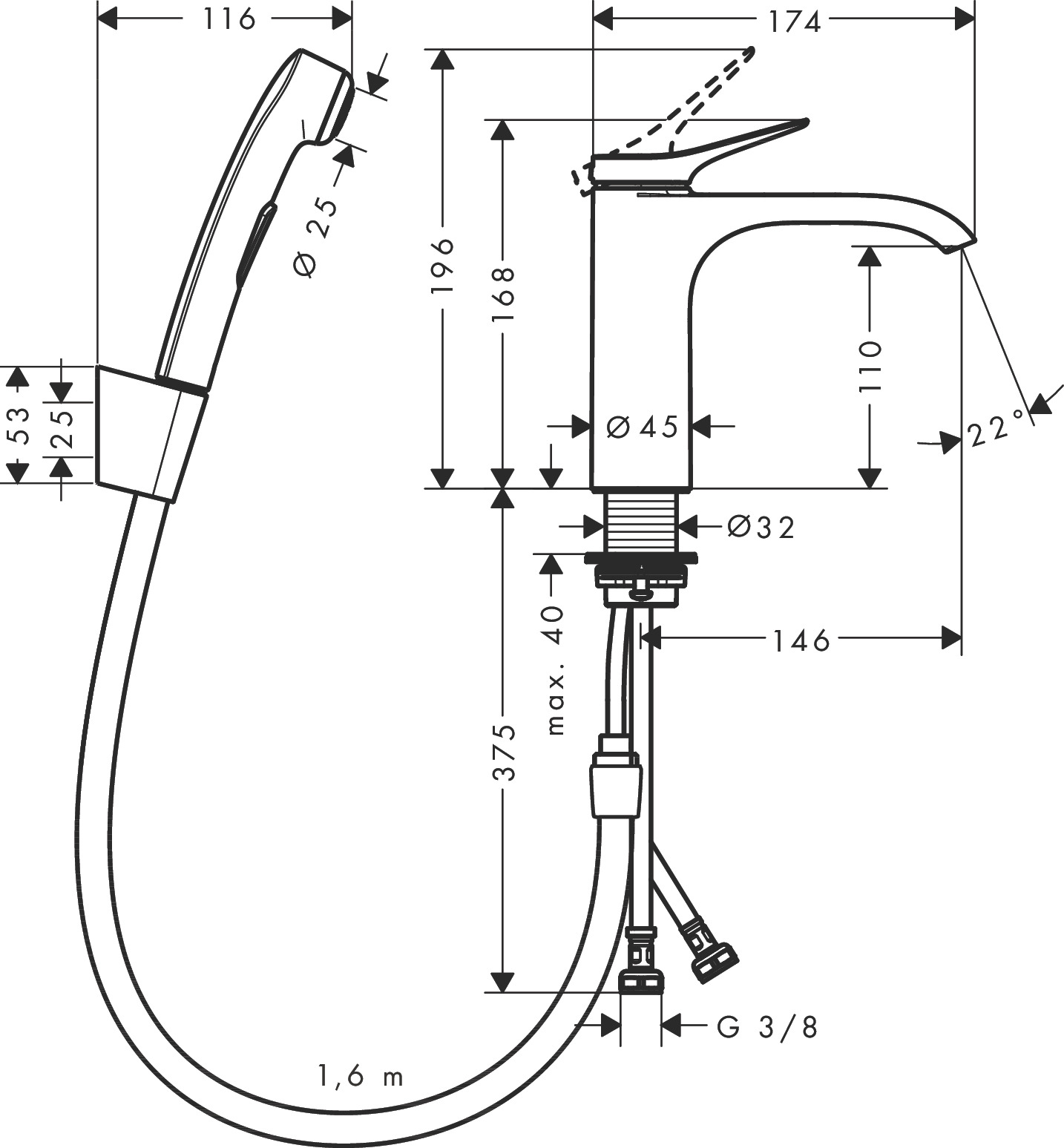 hansgrohe Pesuallashana hansgrohe 75210000 vivenis bide pv kro