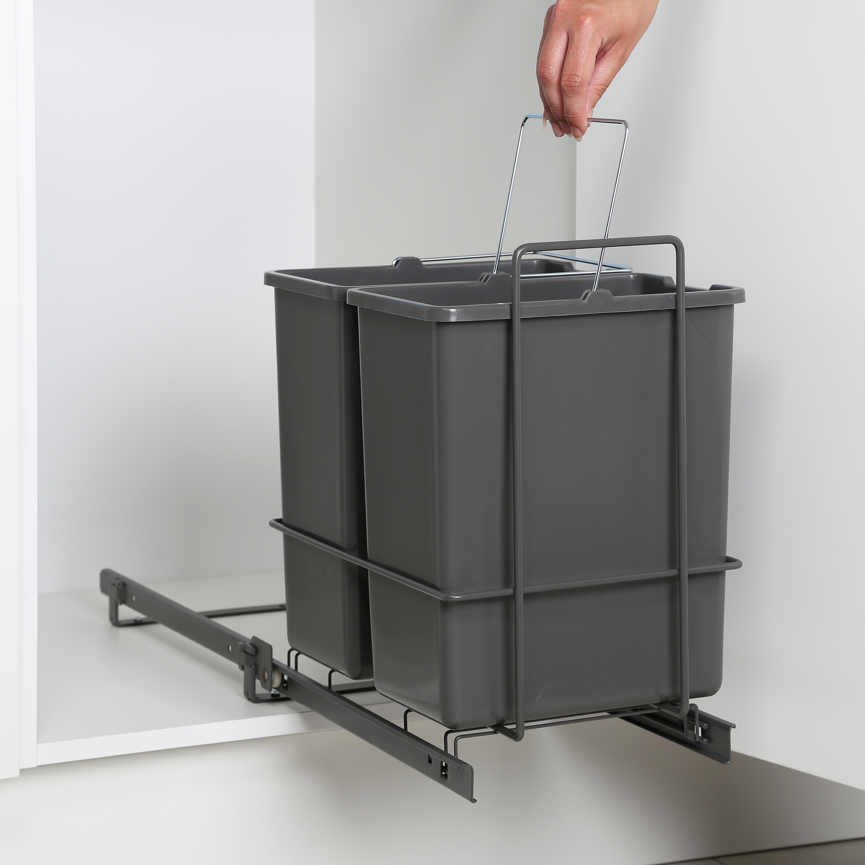 lanka & muovi Waste sorting drawer lm 2 bins 62/2 anthracite