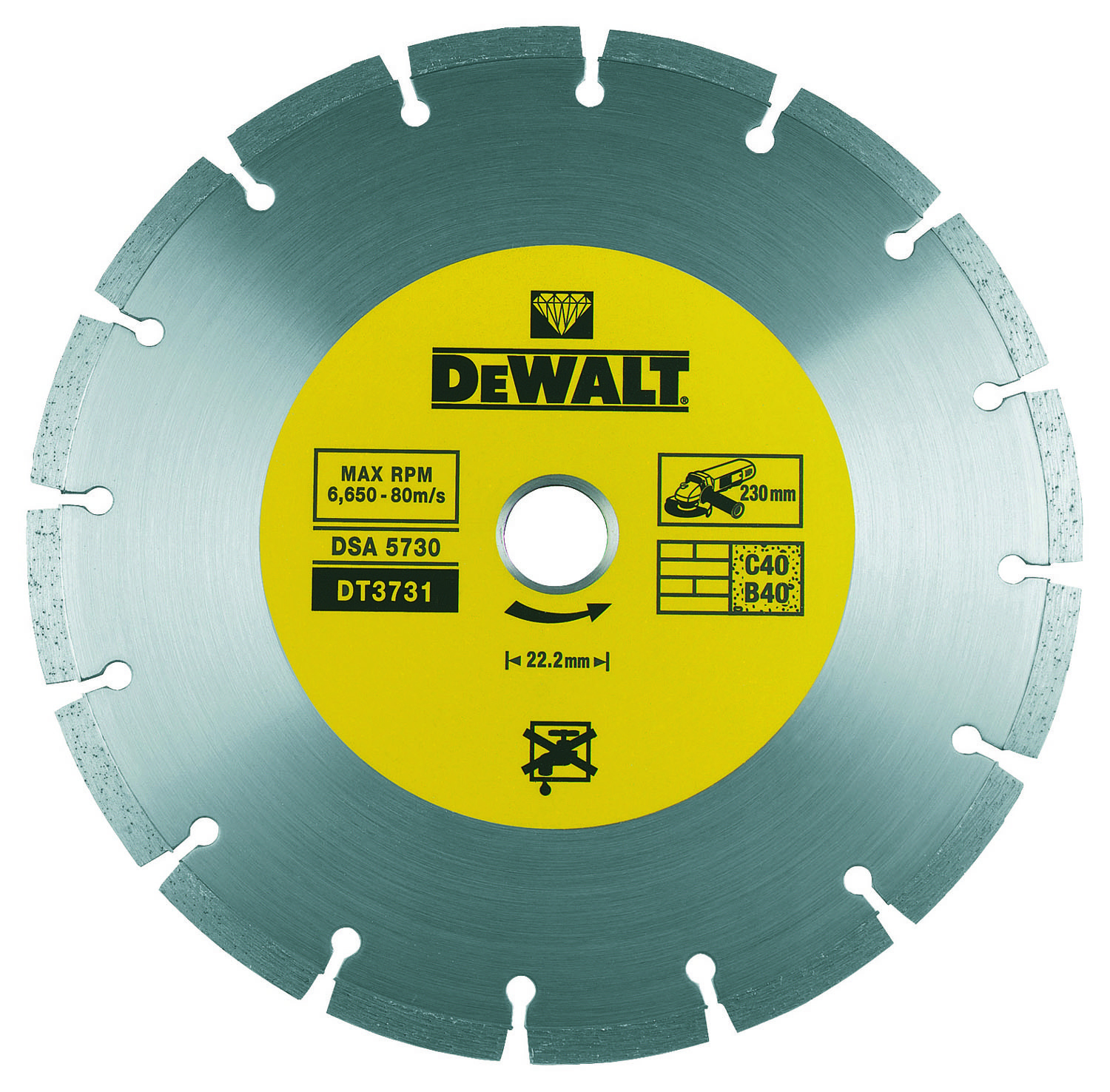 DIAMOND CUTTING DISC DEWALT UNIVERSAL 115X22.23MM