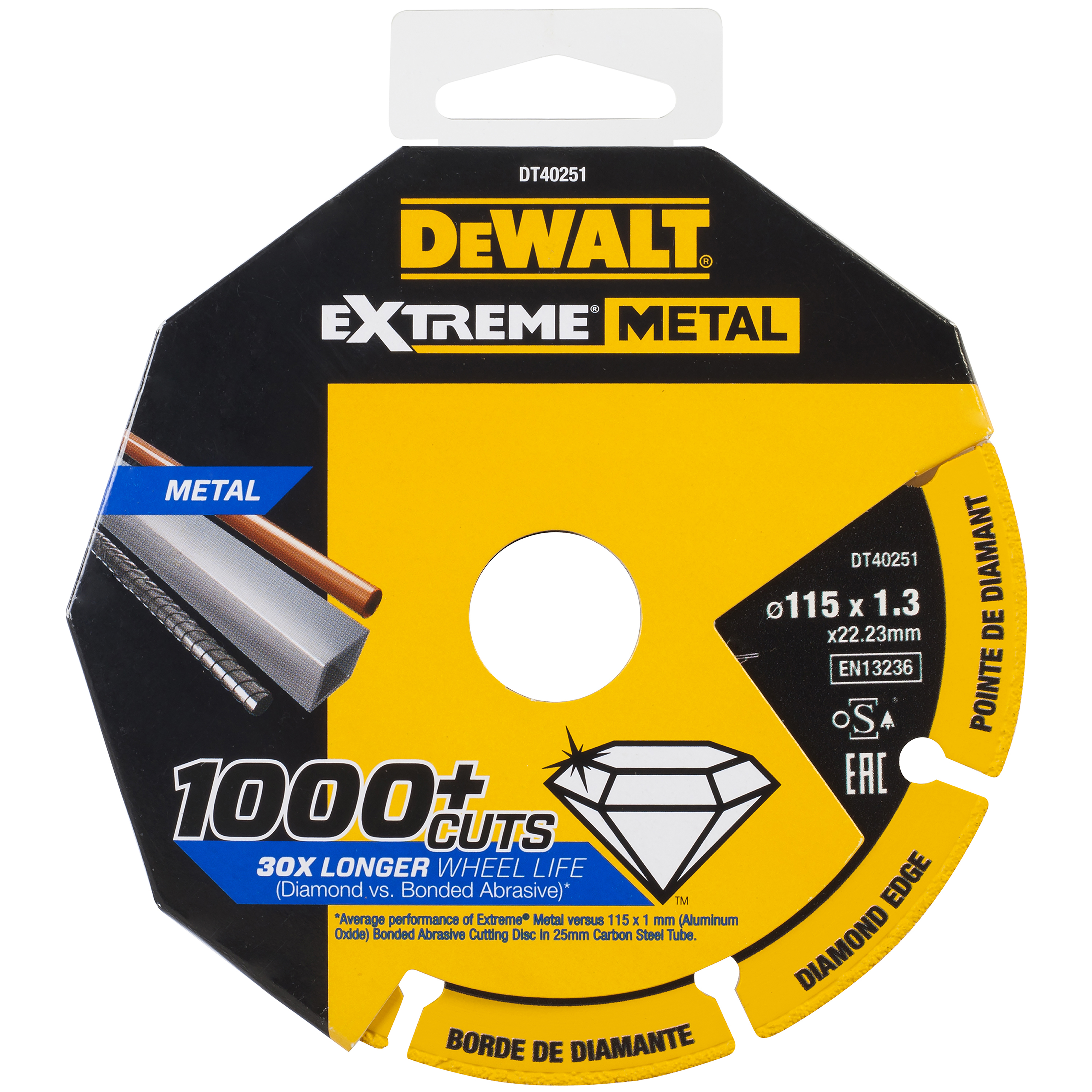 DIAMOND DISC DEWALT EXTREME METAL 115X22.23X1.3MM