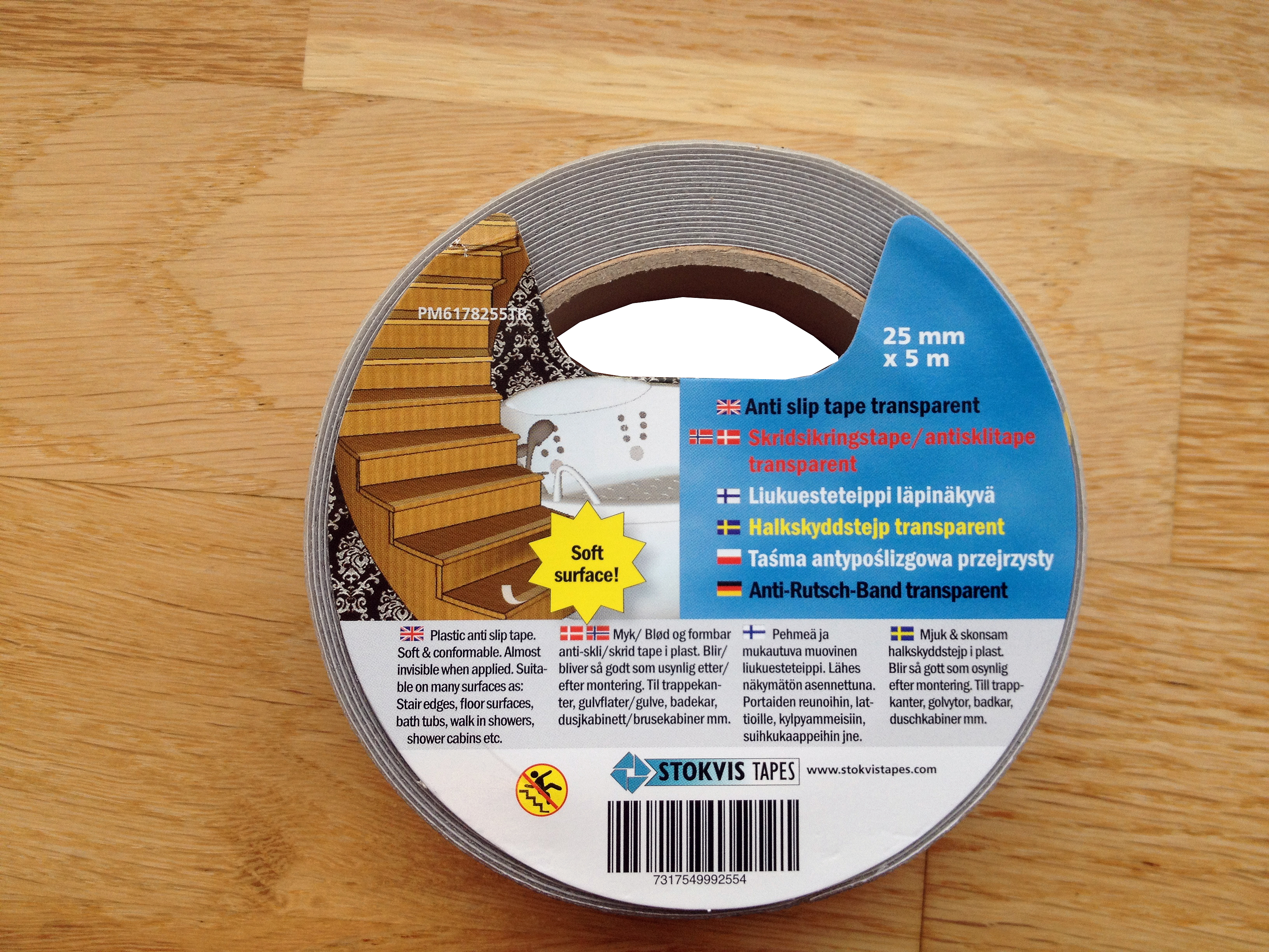 stokvis tapes Halkskyddstejp 25mm x 5m transparent/mjuk